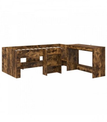 vidaXL Kids'High Bed Frame with Desk 2 pcs Smoked Oak Engineered Wood