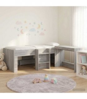 vidaXL Kids'High Bed Frame with Desk 2 pcs Grey Sonoma