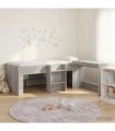 vidaXL Kids'High Bed Frame with Desk 2 pcs Grey Sonoma