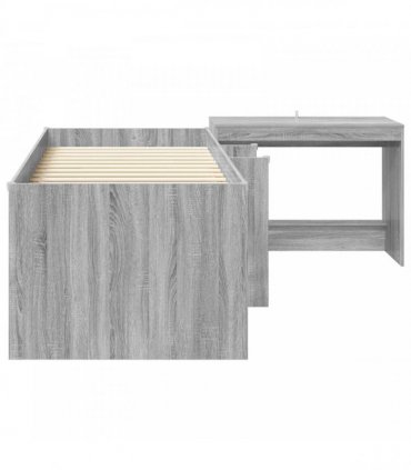 vidaXL Kids'High Bed Frame with Desk 2 pcs Grey Sonoma