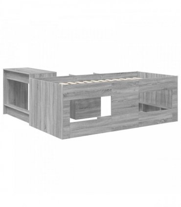 vidaXL Kids'High Bed Frame with Desk 2 pcs Grey Sonoma