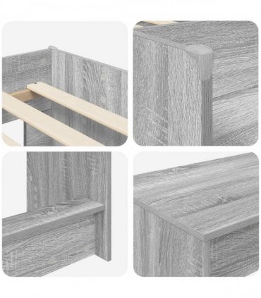vidaXL Kids'High Bed Frame with Desk 2 pcs Grey Sonoma