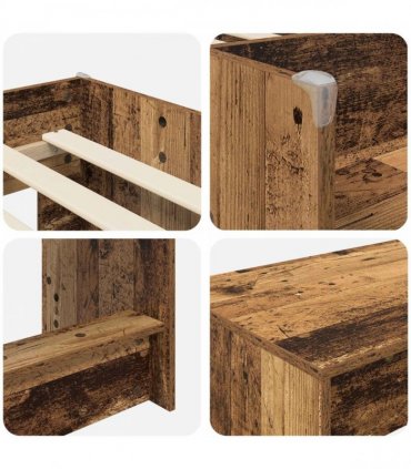 vidaXL Kids'High Bed Frame with Desk 2 pcs Old wood Engineered Wood