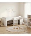 vidaXL Kids'High Bed Frame with Desk 2 pcs White Engineered Wood