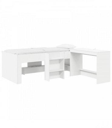 vidaXL Kids'High Bed Frame with Desk 2 pcs White Engineered Wood