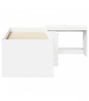 vidaXL Kids'High Bed Frame with Desk 2 pcs White Engineered Wood