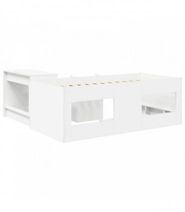 vidaXL Kids'High Bed Frame with Desk 2 pcs White Engineered Wood