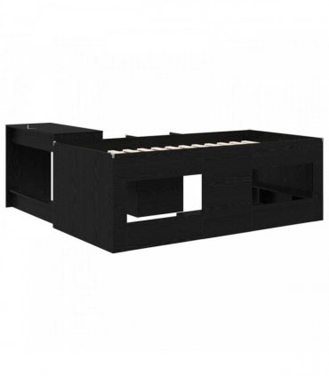 vidaXL Kids'High Bed Frame with Desk 2 pcs Black Oak Engineered Wood