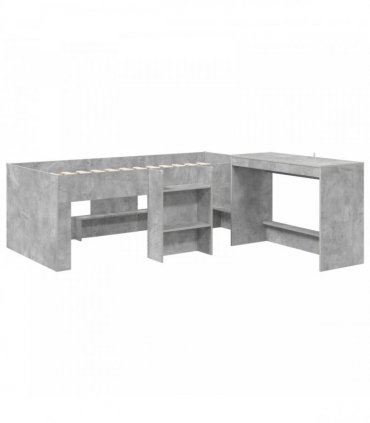 vidaXL Kids'High Bed Frame with Desk 2 pcs Concrete Grey