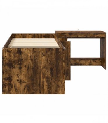 vidaXL Kids'High Bed Frame with Desk 2 pcs Smoked Oak Engineered Wood