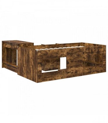 vidaXL Kids'High Bed Frame with Desk 2 pcs Smoked Oak Engineered Wood