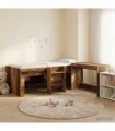 vidaXL Kids'High Bed Frame with Desk 2 pcs Old wood Engineered Wood