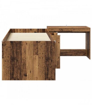 vidaXL Kids'High Bed Frame with Desk 2 pcs Old wood Engineered Wood