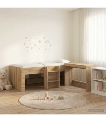 vidaXL Kids'High Bed Frame with Desk 2 pcs Artisan Oak