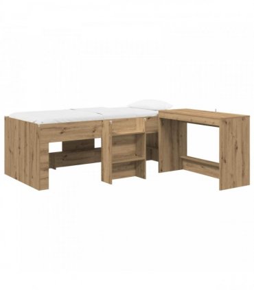 vidaXL Kids'High Bed Frame with Desk 2 pcs Artisan Oak