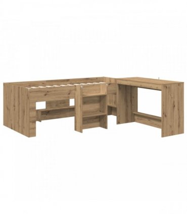 vidaXL Kids'High Bed Frame with Desk 2 pcs Artisan Oak