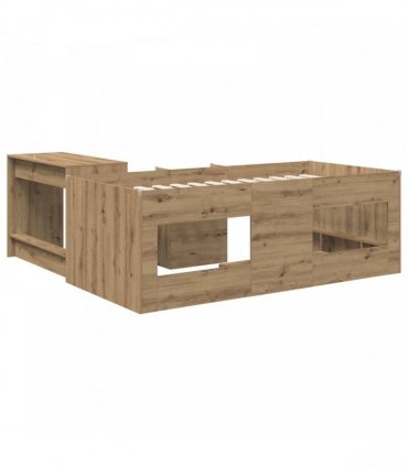 vidaXL Kids'High Bed Frame with Desk 2 pcs Artisan Oak