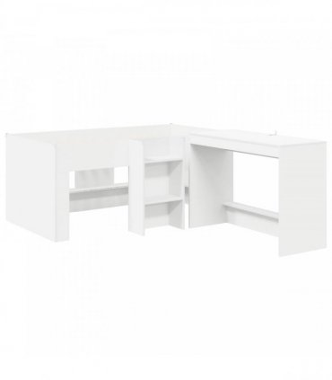 vidaXL Kids'High Bed Frame with Desk 2 pcs White Engineered Wood