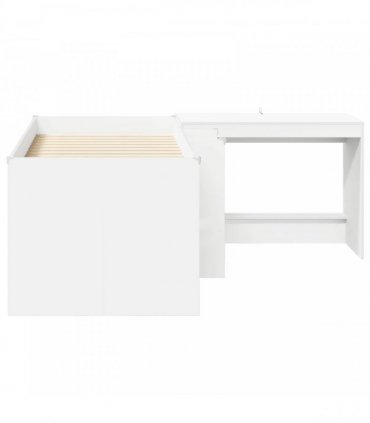 vidaXL Kids'High Bed Frame with Desk 2 pcs White Engineered Wood