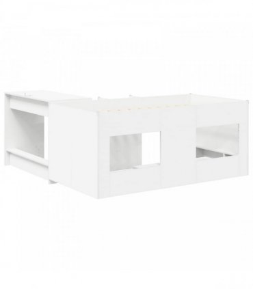 vidaXL Kids'High Bed Frame with Desk 2 pcs White Engineered Wood