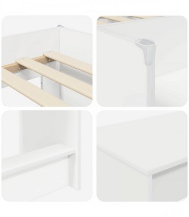 vidaXL Kids'High Bed Frame with Desk 2 pcs White Engineered Wood
