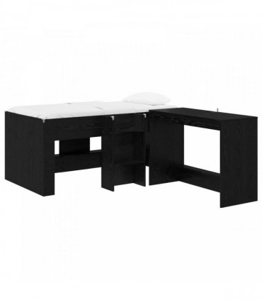 vidaXL Kids'High Bed Frame with Desk 2 pcs Black Oak Engineered Wood