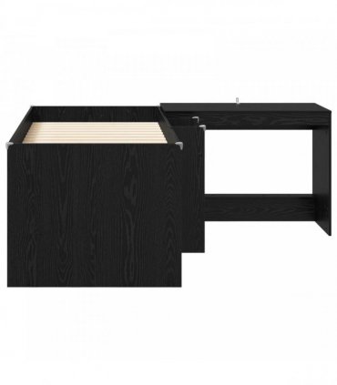 vidaXL Kids'High Bed Frame with Desk 2 pcs Black Oak Engineered Wood