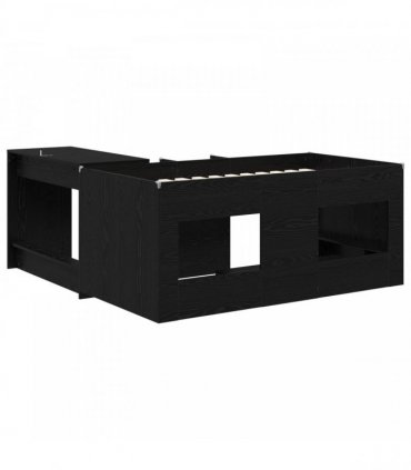 vidaXL Kids'High Bed Frame with Desk 2 pcs Black Oak Engineered Wood