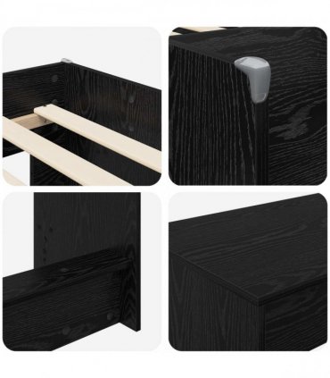 vidaXL Kids'High Bed Frame with Desk 2 pcs Black Oak Engineered Wood