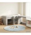 vidaXL Kids'High Bed Frame with Desk 2 pcs Concrete Grey