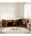 vidaXL Kids'High Bed Frame with Desk 2 pcs Smoked Oak Engineered Wood