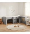 vidaXL Kids'High Bed Frame with Desk 2 pcs Grey Sonoma