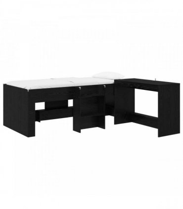 vidaXL Kids'High Bed Frame with Desk 2 pcs Black Oak Engineered Wood