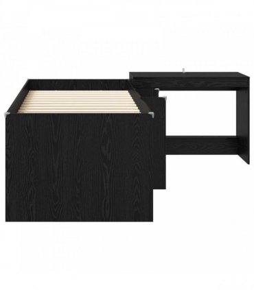 vidaXL Kids'High Bed Frame with Desk 2 pcs Black Oak Engineered Wood