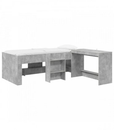 vidaXL Kids'High Bed Frame with Desk Concrete Grey 75 x 190 cm