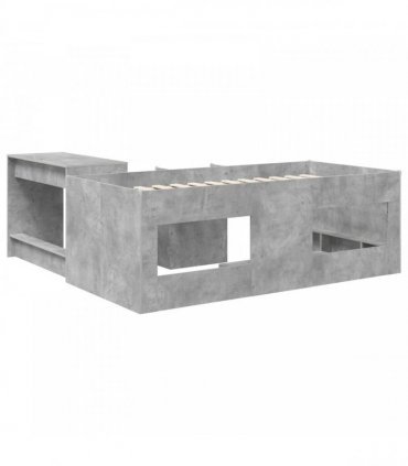 vidaXL Kids'High Bed Frame with Desk Concrete Grey 75 x 190 cm
