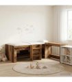 vidaXL Kids'High Bed Frame with Desk 2 pcs Old wood Engineered Wood