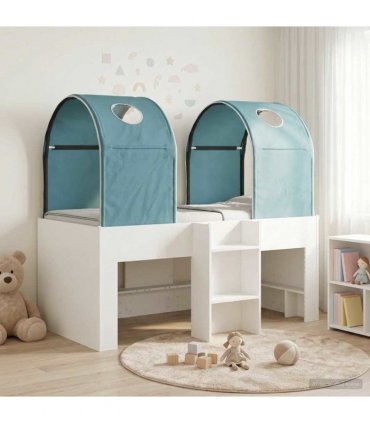 vidaXL Bed with Tunnel 3 pcs White and Light Blue Engineered Wood