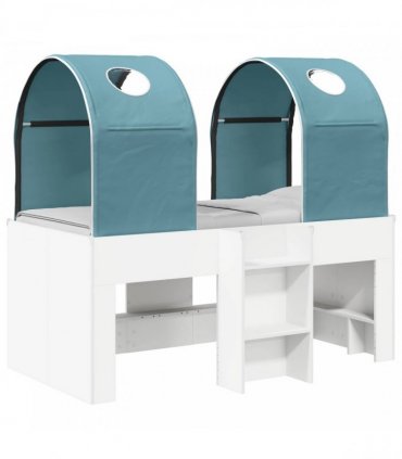 vidaXL Bed with Tunnel 3 pcs White and Light Blue Engineered Wood