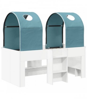 vidaXL Bed with Tunnel 3 pcs White and Light Blue Engineered Wood