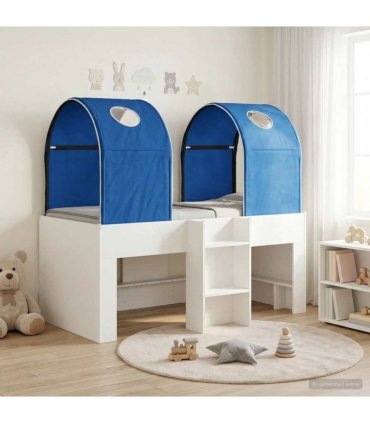 vidaXL Bed with Tunnel 3 pcs White and Blue Engineered Wood