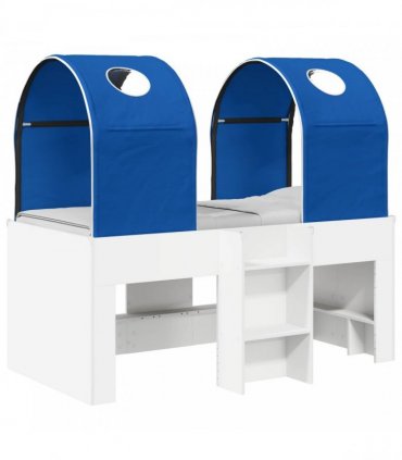vidaXL Bed with Tunnel 3 pcs White and Blue Engineered Wood