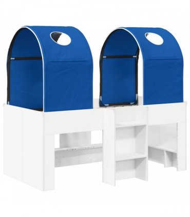 vidaXL Bed with Tunnel 3 pcs White and Blue Engineered Wood