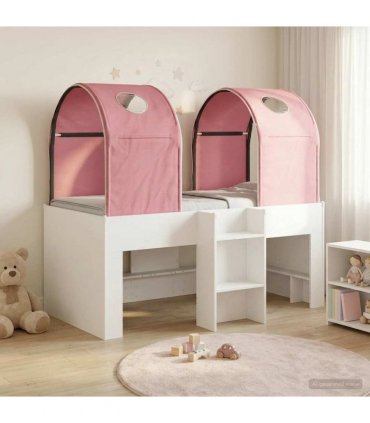 vidaXL Bed with Tunnel 3 pcs White and Pink Engineered Wood