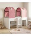 vidaXL Bed with Tunnel 3 pcs White and Pink Engineered Wood