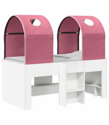 vidaXL Bed with Tunnel 3 pcs White and Pink Engineered Wood