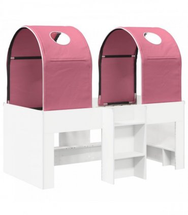vidaXL Bed with Tunnel 3 pcs White and Pink Engineered Wood