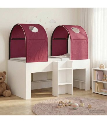 vidaXL Bed with Tunnel 4 pcs White and Red Engineered Wood
