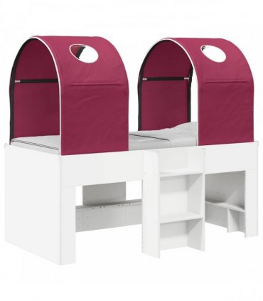 vidaXL Bed with Tunnel 4 pcs White and Red Engineered Wood
