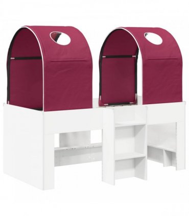 vidaXL Bed with Tunnel 4 pcs White and Red Engineered Wood